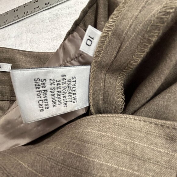 CAbi Womens Camel Trouser Pants Size 10 Brown Pinstripe Stretch Style 195 New - Picture 6 of 12